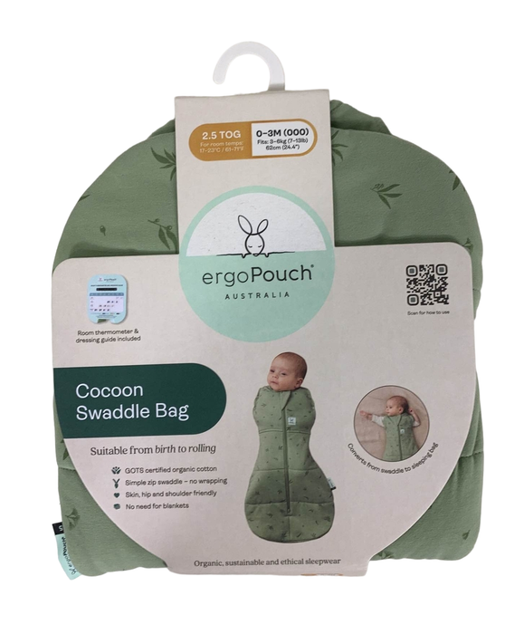 used ErgoPouch Cocoon Swaddle Bag, 2.5 TOG, 0-3M, Sage