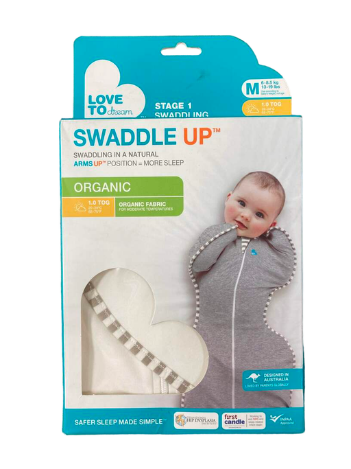 used Love To Dream Organic Swaddle UP Original 1.0 Sleep Sack, Medium, Cream