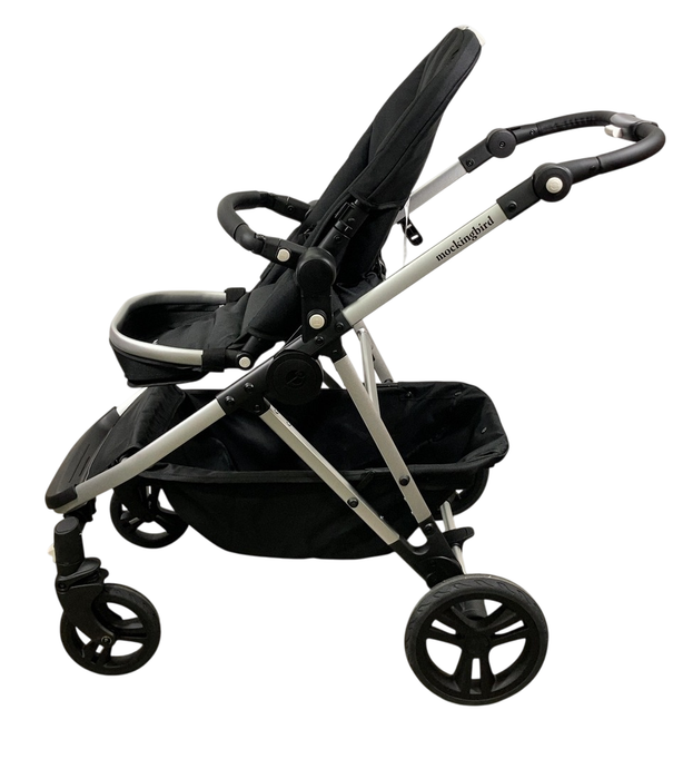 Shop Mockingbird Single to Double 2.0 Stroller, 2024, No Canopy, No Canopy, Silver With Black Leather at GoodBuy Gear