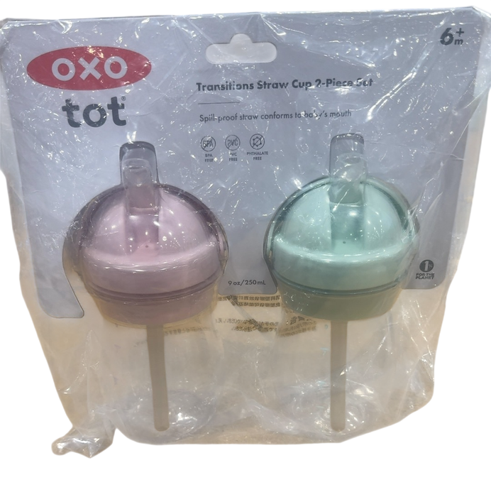 Shop OXO Tot Transitions Straw Cups with Handles, 2 Pack, Opal/Blossom, 6 ounce at GoodBuy Gear