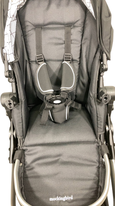 Shop Mockingbird Single to Double 2.0 Stroller, 2024, Black, Silver With Black Leather, Windowpane at GoodBuy Gear