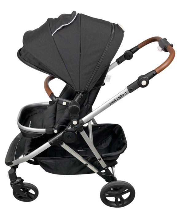 Shop Mockingbird Single to Double 2.0 Stroller, 2024, Black, Silver With Penny Leather, Windowpane at GoodBuy Gear