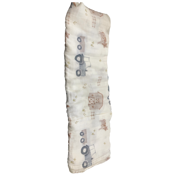 Shop Crane Baby Cotton Muslin Swaddle Set of 2, Charlie Farmhouse Tractor at GoodBuy Gear