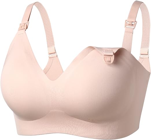 Momcozy SMOOTH- Ultra Soft Omni Maternity Nursing Bra, Large, Oyster Pink