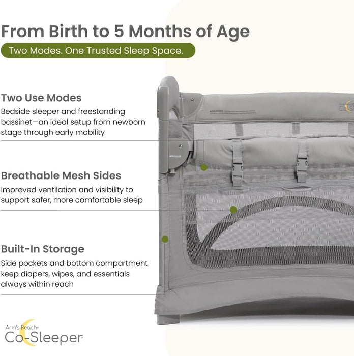 Arm's Reach Mini Ezee 2-in-1 Co-Sleeper, Grey