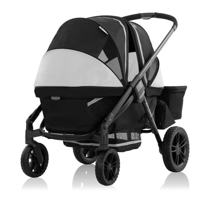 Evenflo Pivot Xplore Dreamz All-Terrain Stroller Wagon with Bassinet Insert, 2024, Jetsetter Black