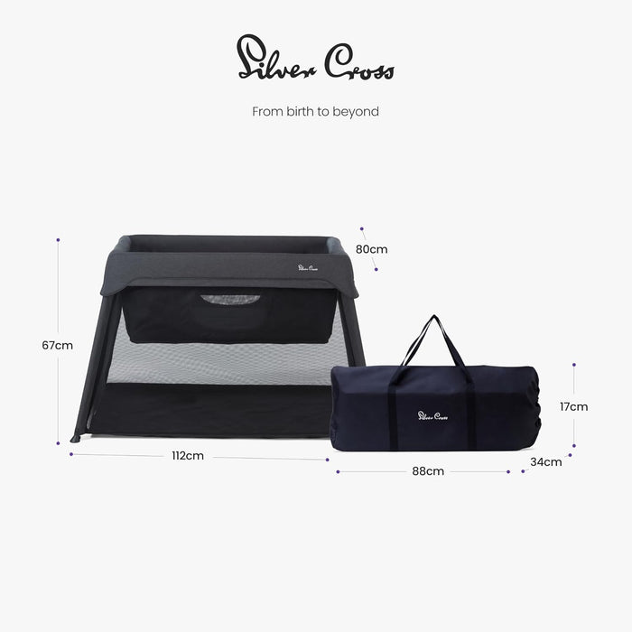 Silver Cross Sleep & Go 3 in 1 Travel Crib, Carbon