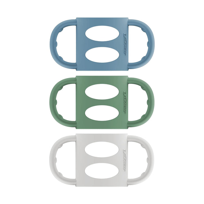 Dr. Brown's Silicone Bottle Handle, 3 Pack, Wide Neck, Blue/Green/Gray