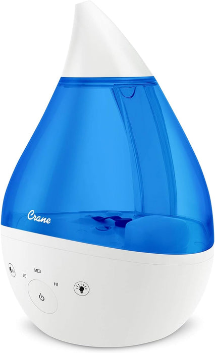 Crane 4-in-1 Drop Ultrasonic Cool Mist Humidifier, Blue & White