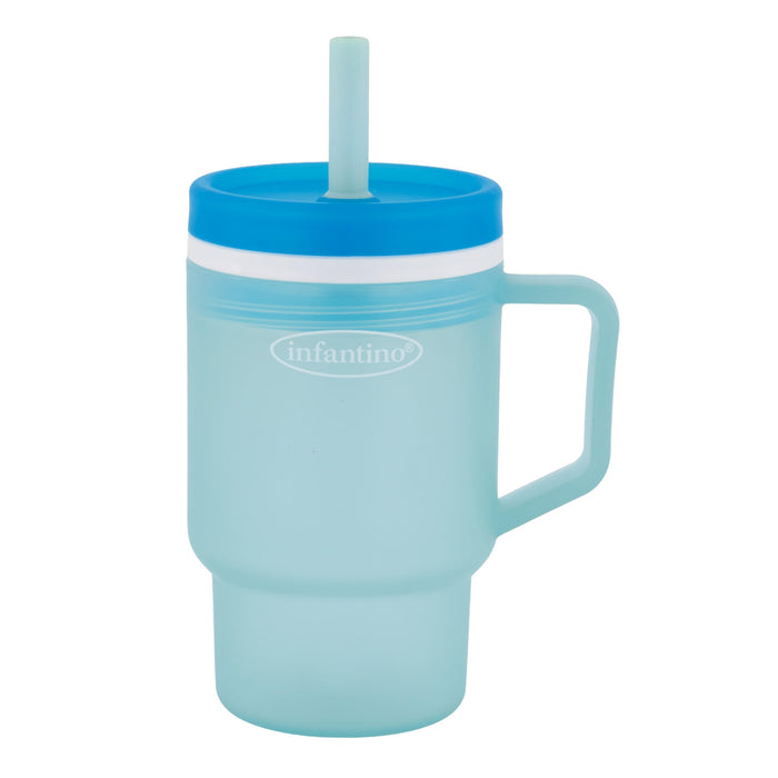 Infantino My 1st Durable Plastic Cup with Straw and Handle, Moody Blue