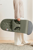 Shop BabyBjorn Bouncer Bliss, Dark Gray Frame, Dark Green Woven Petal Quilt at GoodBuy Gear
