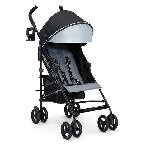 Delta Children Jeep AdventureGlyde Stroller, Black/Grey, 2023