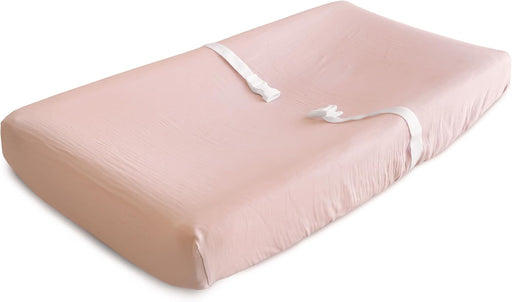 Shop Mushie Extra Soft Muslin Fitted Changing Pad Cover, Blush at GoodBuy Gear