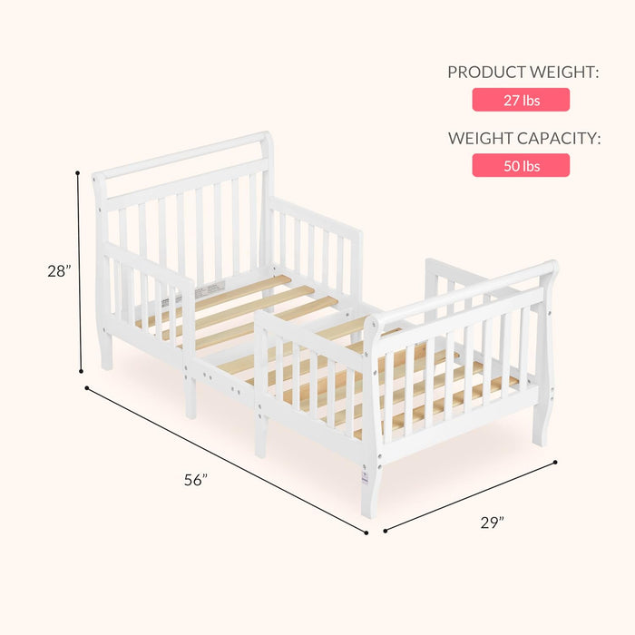 Dream On Me Emma 3-in-1 Convertible Wooden Toddler Bed, White