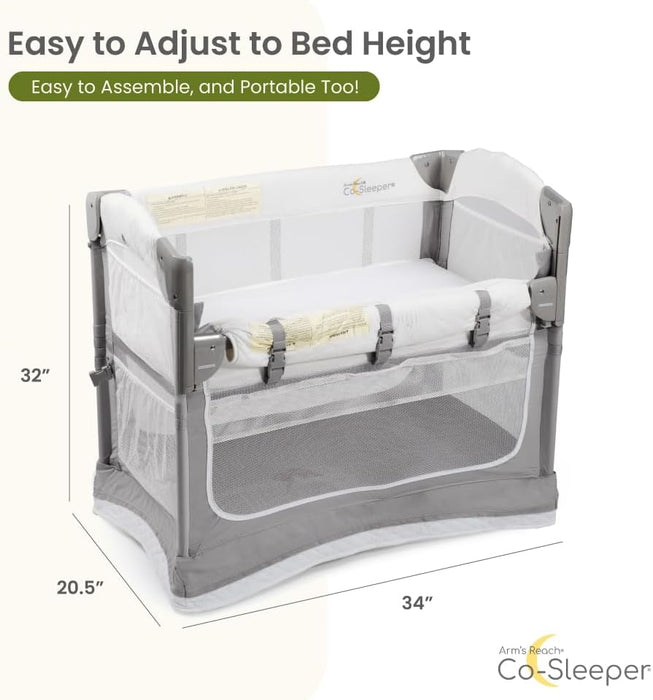 Arm's Reach Mini Ezee 3-in-1 Co-Sleeper, Gray/White