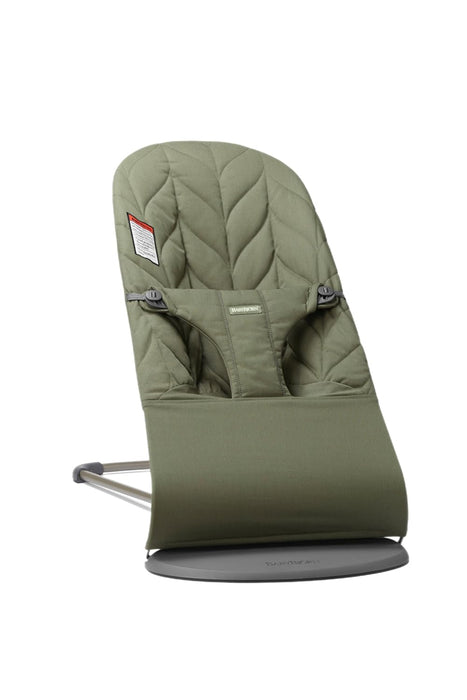 Shop BabyBjorn Bouncer Bliss, Dark Gray Frame, Dark Green Woven Petal Quilt at GoodBuy Gear