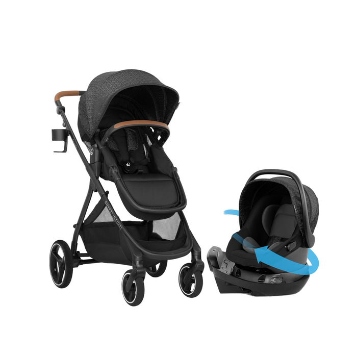 Evenflo Shyft Intuiti Travel System with Revolve180 LiteMax NXT Rotational Infant Car Seat, 2025, Base Model, Black Shale