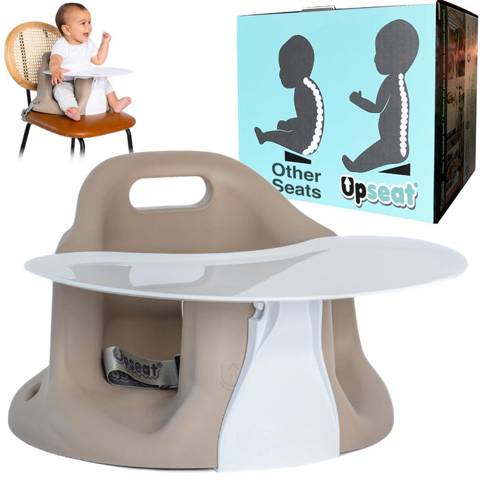 Upseat Baby Floor & Booster Seat with Tray, Taupe
