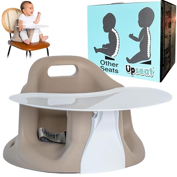 Upseat Baby Floor & Booster Seat with Tray, Taupe