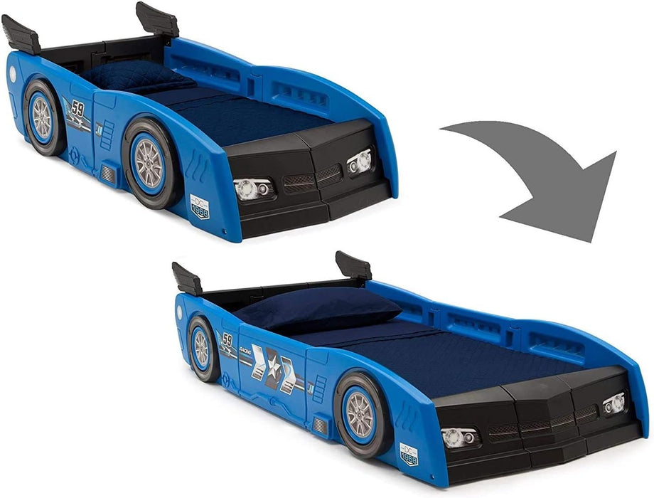 Delta Children Grand Prix Racecar Bed Frame, Blue
