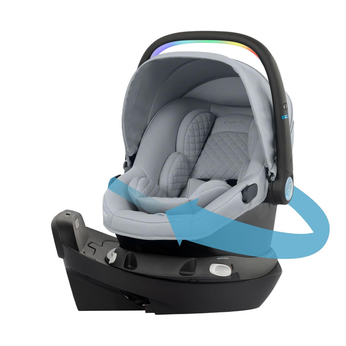 Evenflo Revolve180 LiteMax NXT Rotational Infant Car Seat with SensorySoothe, 2025, Quartz Gray