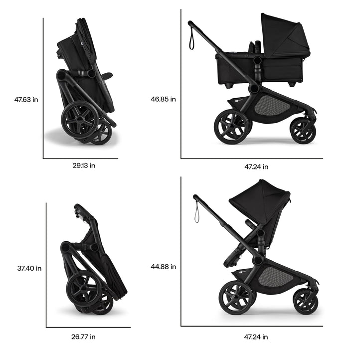 Bugaboo Kangaroo Single To Double Stroller, Black, Midnight Black, Misty White, 2025