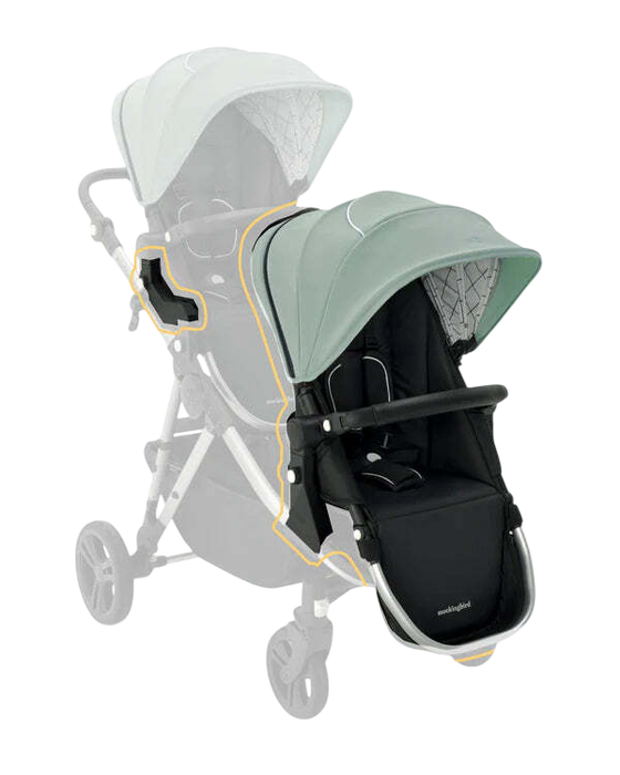 Shop Mockingbird 2nd Seat Kit 2.0, Sage, Silver With Black Leather, Windowpane at GoodBuy Gear