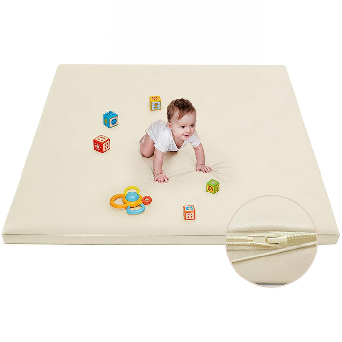 ILPEOD Memory Foam Waterproof Baby Play Mat, Beige, 59" X 79"