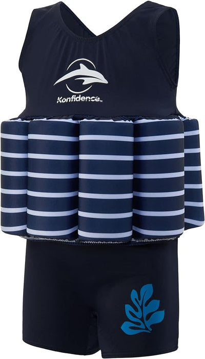 Konfidence Floatsuit, 4-5yrs/Medium, Navy Breton Stripe