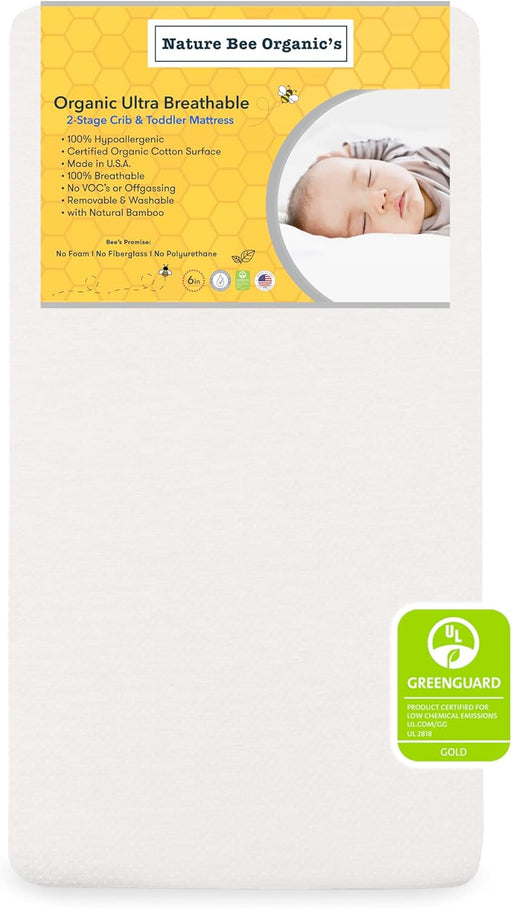 Shop Nature Bee Organics 2-Stage Ultra Breathable Premium Crib & Toddler Mattress, 28x52x6 at GoodBuy Gear
