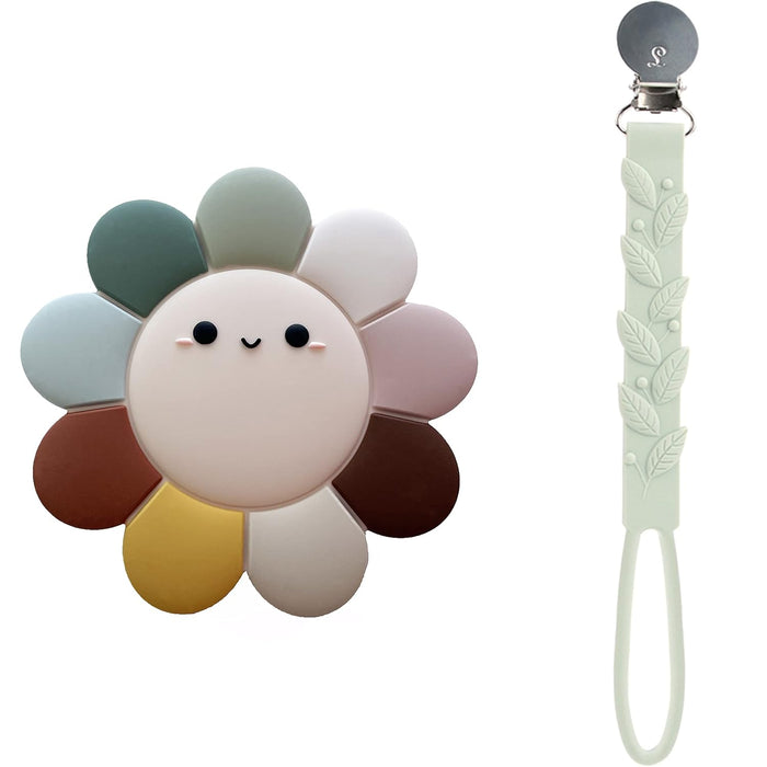 LouLou Lollipop Silicone Teether and Holder Set, Daisy