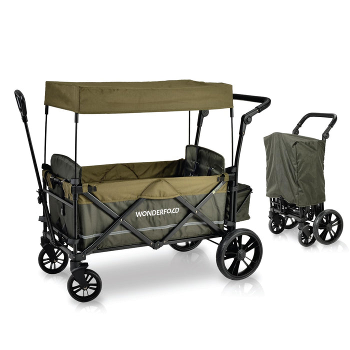 Wonderfold X2 Push + Pull Double Stroller Wagon, 2023, Woodland Green