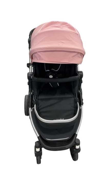 Mockingbird Single 2.0 Stroller, 2025, Bloom, Silver With Black Leather, Windowpane