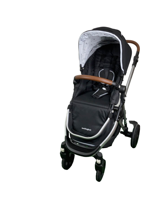 used Mockingbird Single Stroller, 2023, Black, Watercolor Drops, Silver With Penny Leather