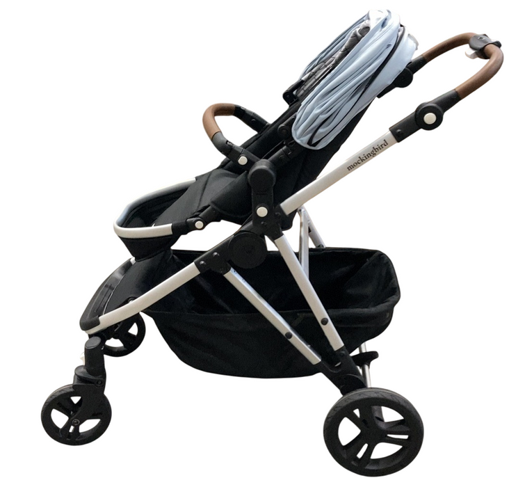 Mockingbird Single to Double 2.0 Stroller, 2025, Silver With Penny Leather, Sky, Windowpane