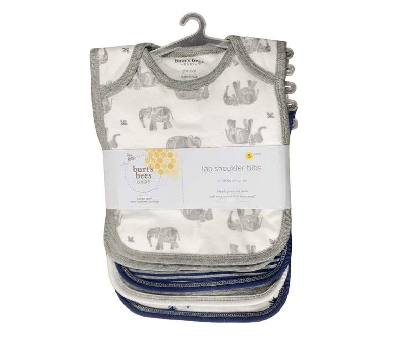 Shop Burt's Bees Baby Organic Lap Shoulder Bib 5 Pack, Wandering Elephants at GoodBuy Gear