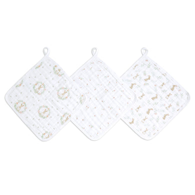 Aden + Anais Cotton Muslin Wash Cloths (Set Of 3), Blushing Bunnies