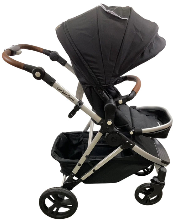 Mockingbird Single 2.0 Stroller, 2025, Black, Silver With Penny Leather, Windowpane
