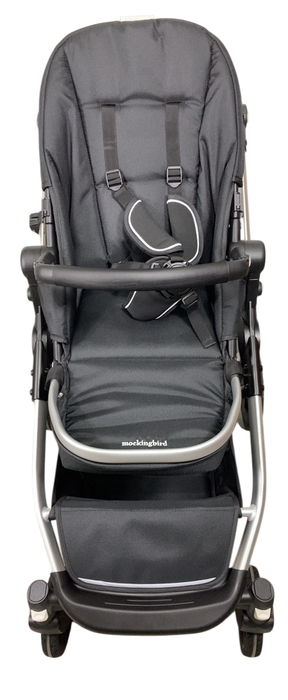 Shop Mockingbird Single to Double 2.0 Stroller, 2024, No Canopy, No Canopy, Silver With Black Leather at GoodBuy Gear