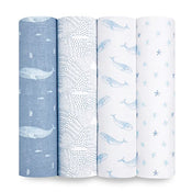 Shop Aden + Anais Cotton Muslin Swaddles Pack of 4, Blue Oceanic at GoodBuy Gear