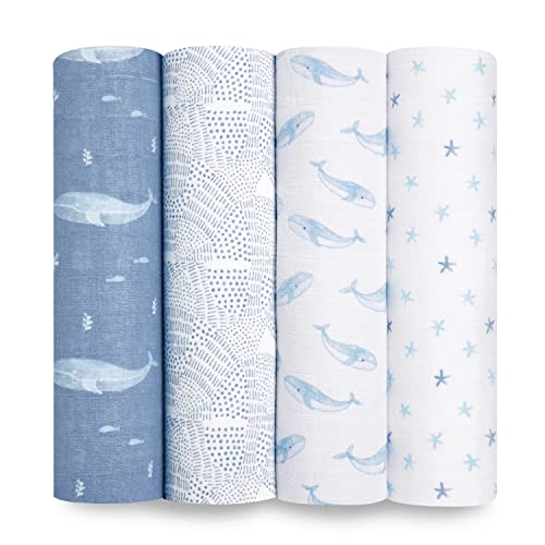 Shop Aden + Anais Cotton Muslin Swaddles Pack of 4, Blue Oceanic at GoodBuy Gear