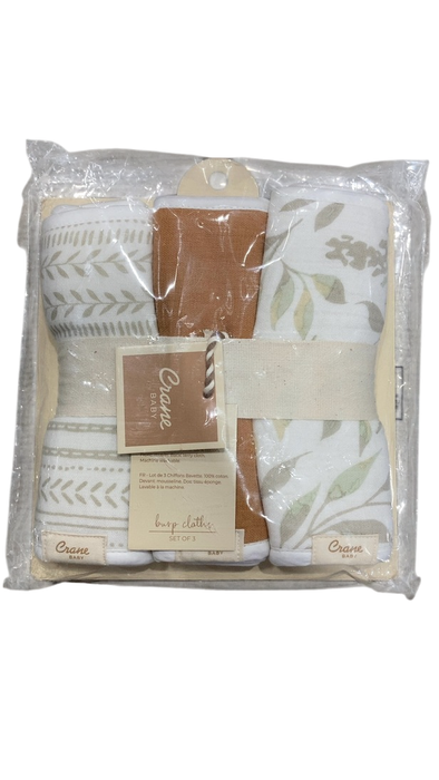 Shop Crane Baby Cotton Muslin Burp Cloth Set, Willow Ecru/Brown at GoodBuy Gear