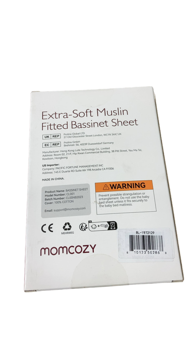 Shop Momcozy Muslin Fitted Bassinet Sheet 2 Pack, Blue/Grey at GoodBuy Gear
