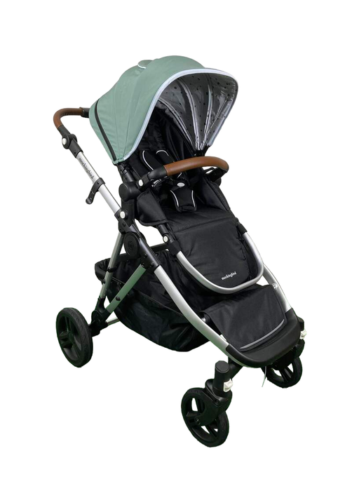 used Mockingbird Single to Double Stroller, 2023, Silver with Penny Leather, Watercolor Drops, Sage