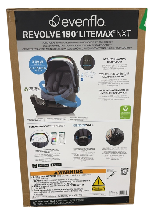 Shop Evenflo Revolve180 LiteMax NXT Rotational Infant Car Seat with SensorySoothe, Flint, 2024 at GoodBuy Gear