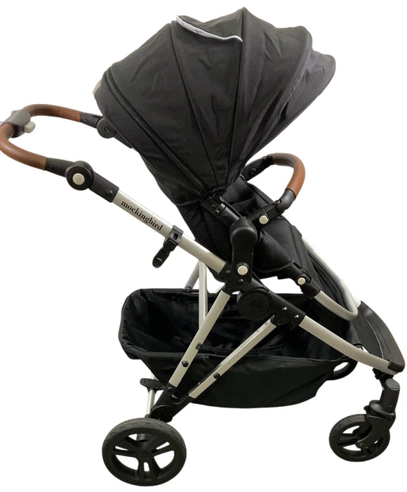 Mockingbird Single to Double 2.0 Stroller, 2025, Black, Silver With Penny Leather, Windowpane