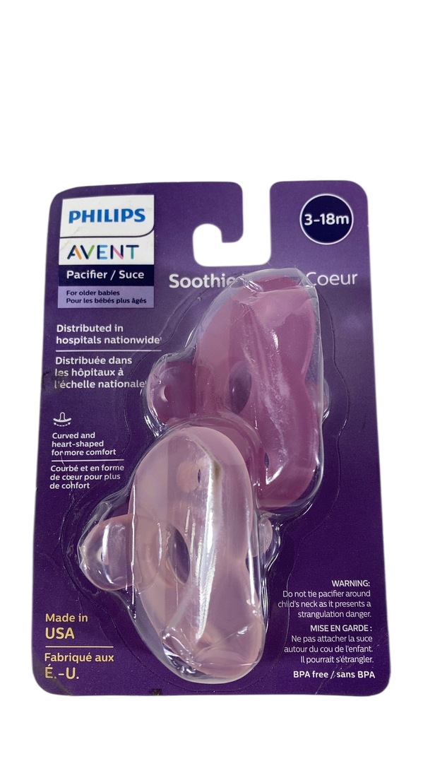 Philips Avent Soothie Heart Pacifiers, 2 Pack, Pink/Light Pink ...