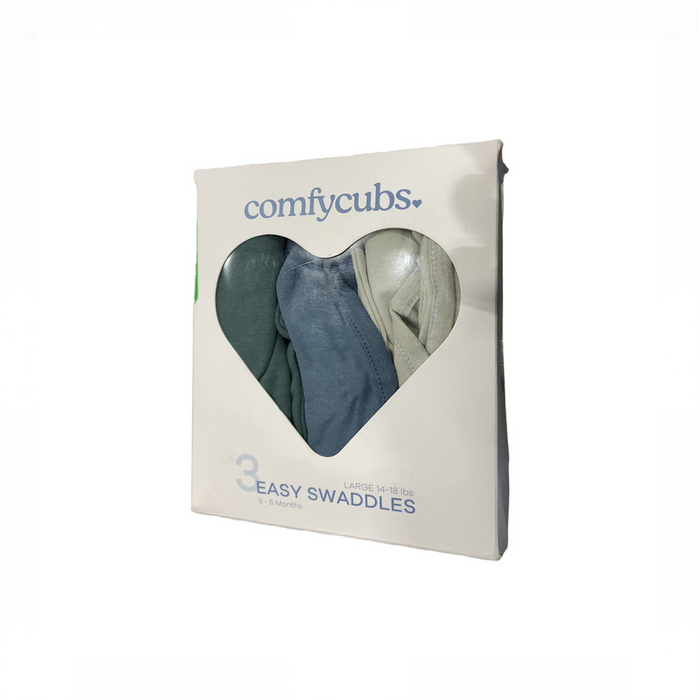 Shop Comfy Cubs Easy Swaddle Blankets 3 Pack, Large (3-6 Months), Stone, Nomadic Blue & Azul at GoodBuy Gear