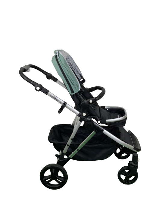 Shop Mockingbird Single to Double 2.0 Stroller, Silver with Black Leather, Windowpane, Sage, 2024 at GoodBuy Gear