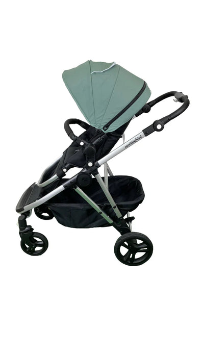 Mockingbird Single to Double 2.0 Stroller, 2025, Sage, Silver With Black Leather, Watercolor Drops